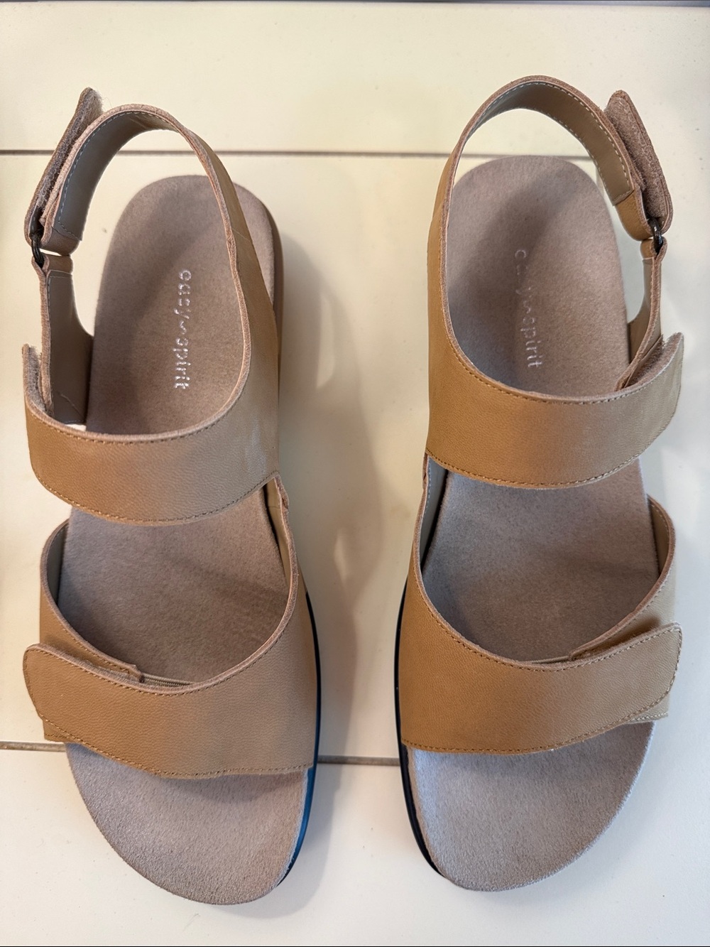 NWT Easy SpiritTan Double-Strap Velcro Sandals.  Sz 9
